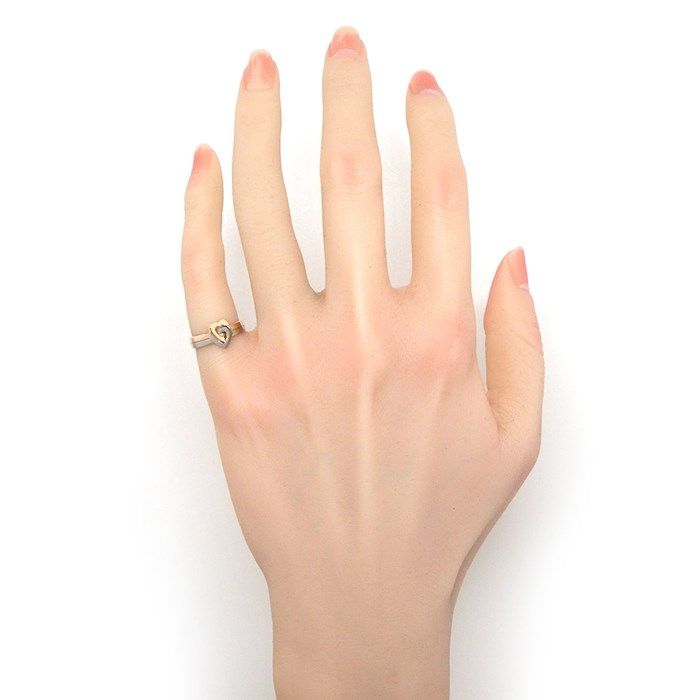 Cartier C2 Double Heart Pinky Ring in K18PG & K18WG - Size 4