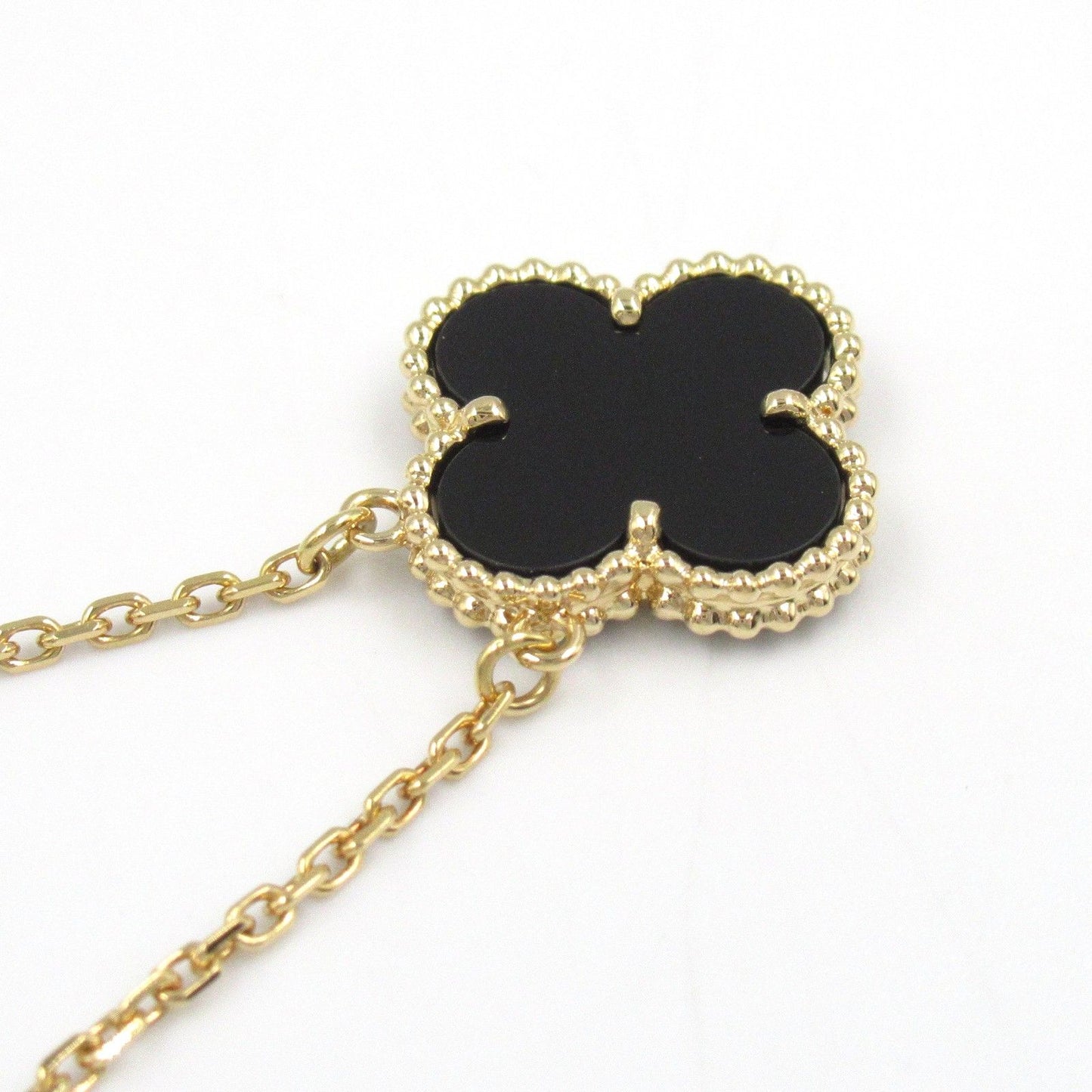 Van Cleef & Arpels Vintage Alhambra Onyx Necklace in 18K Yellow Gold
