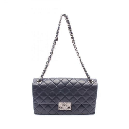 CHANEL Matelassé Navy Leather Shoulder Bag - Timeless Elegance