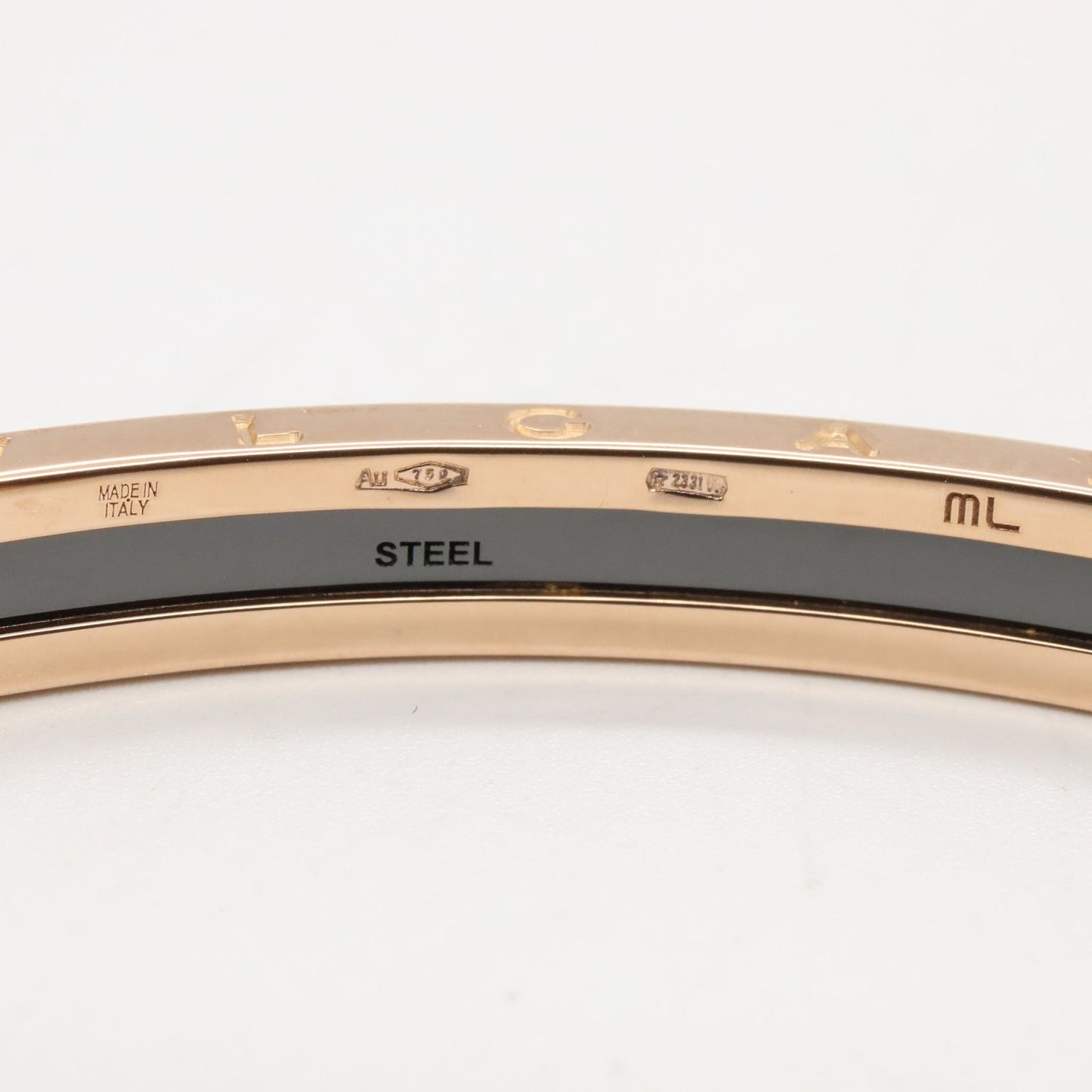 BVLGARI B-zero1 Open Bangle in K18PG and Ceramic - 17.5cm