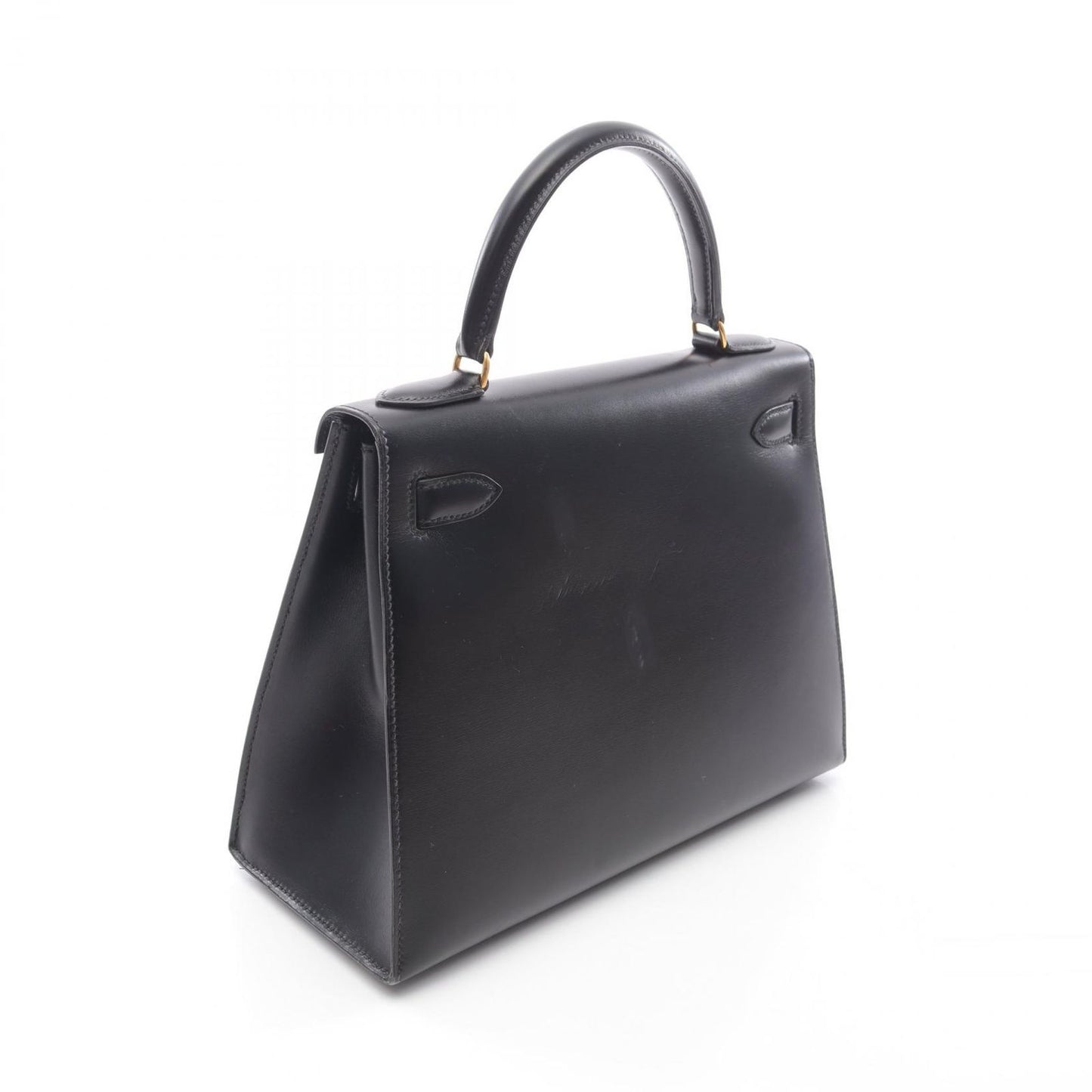 HERMES Kelly 28 Handbag in Black Box Calf Leather