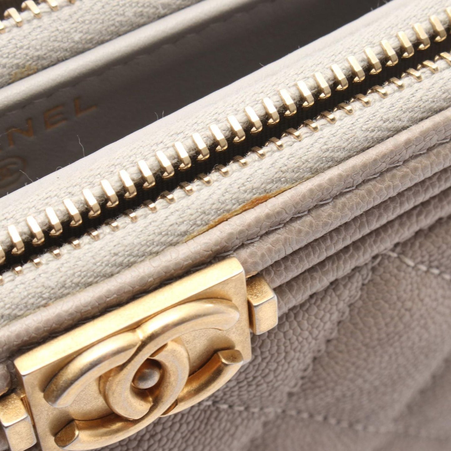 CHANEL Boy Chanel Shoulder Bag A84069 in Greige Leather