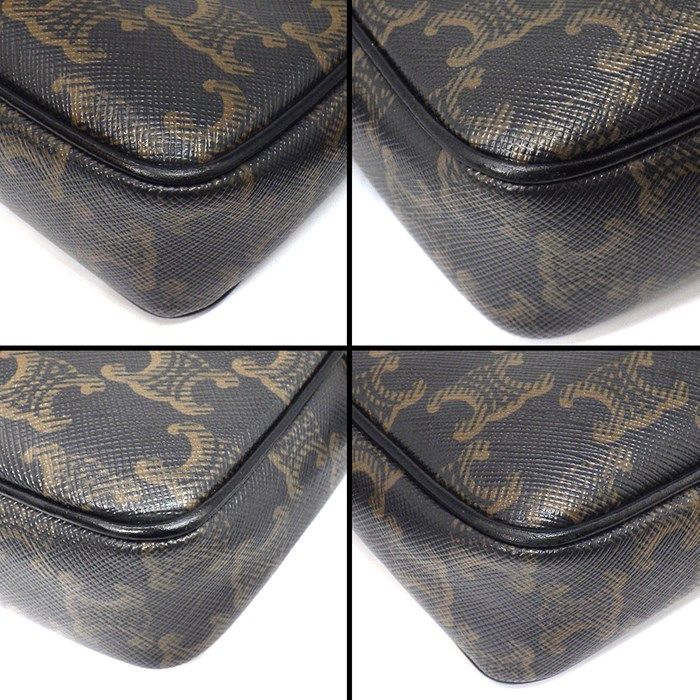 CELINE Medium Messenger Bag in Black Trionf Canvas & Calfskin
