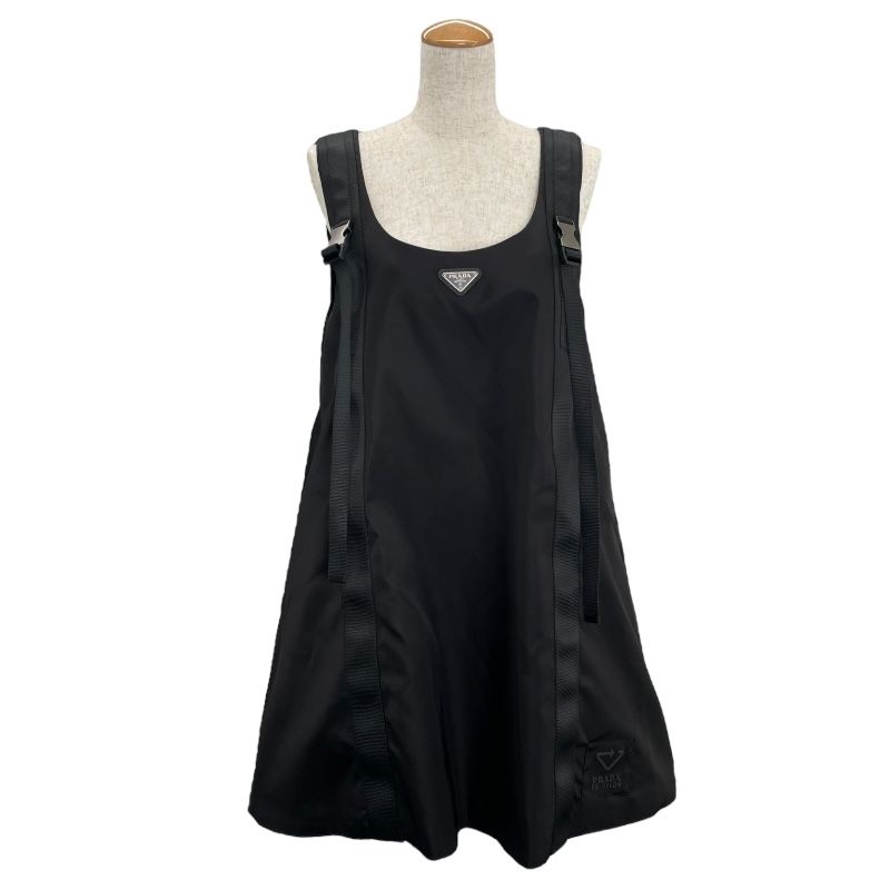 PRADA RE-NYLON Triangle Logo Nylon Dress - Black, Size 40