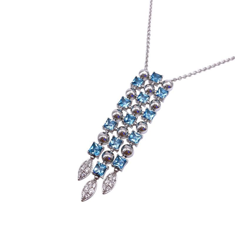 BVLGARI Lucia Necklace in K18 White Gold with Blue Topaz & Diamonds