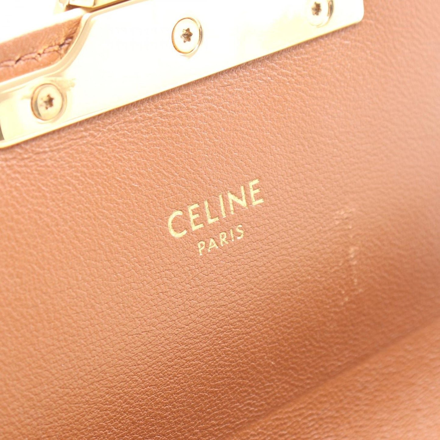 CELINE Claude Triomphe Shoulder Bag - White/Brown PVC Canvas