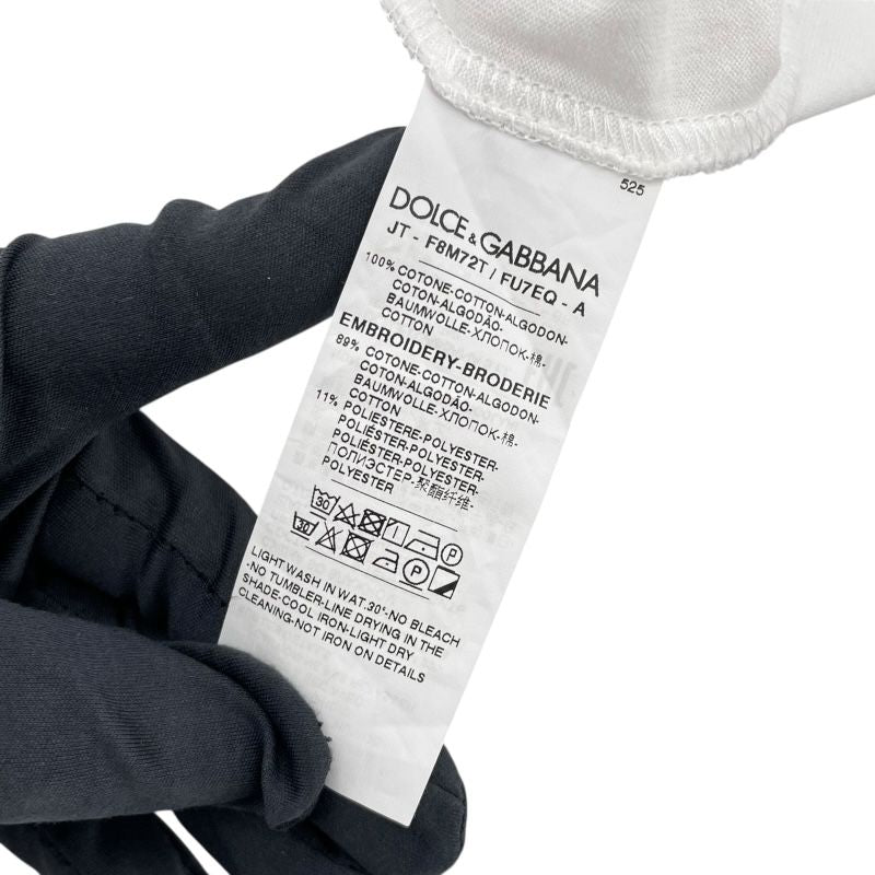 Dolce & Gabbana Embroidered Lace Neck T-Shirt - White Cotton