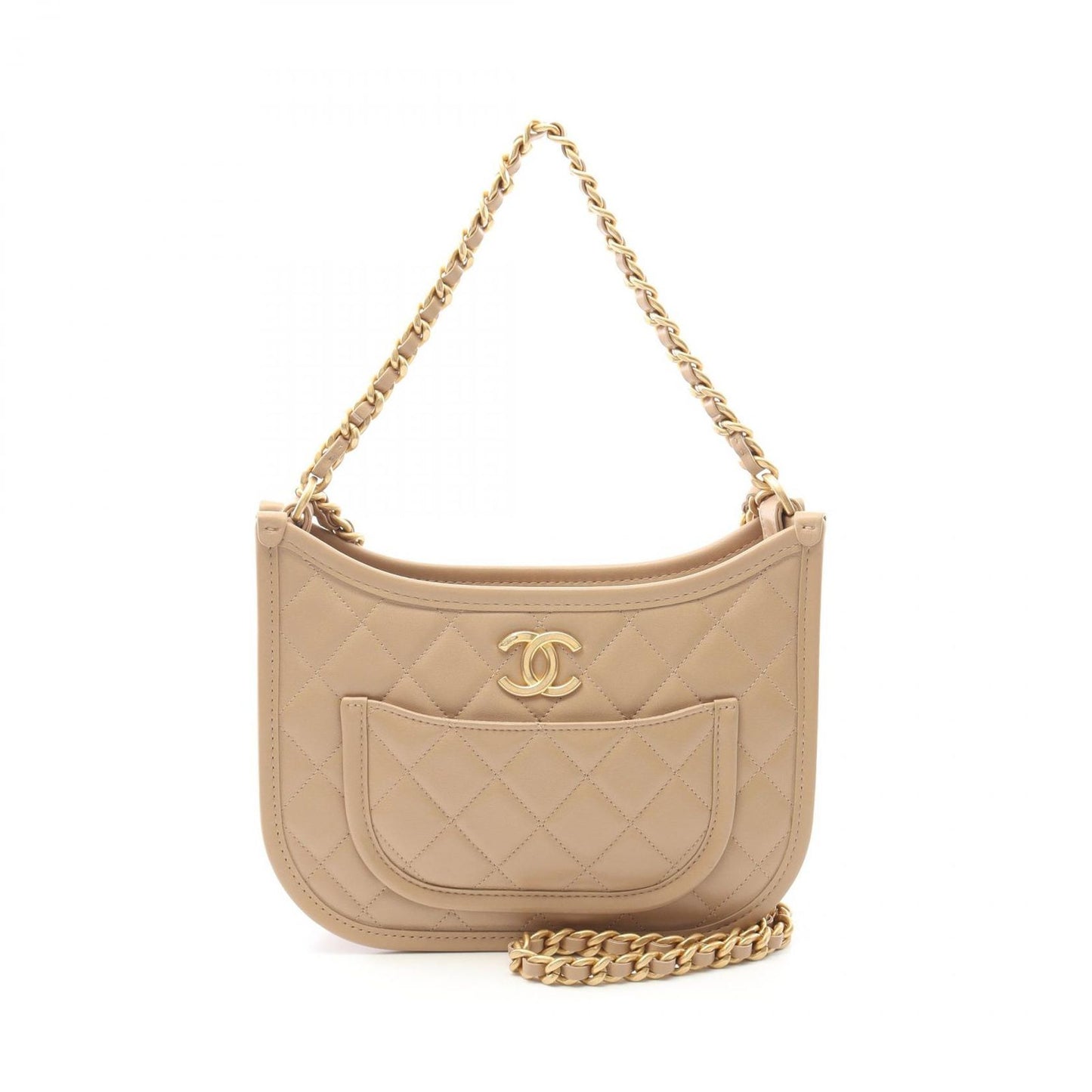 CHANEL Matelassé Beige Leather Shoulder Bag AS4666 - Timeless Elegance