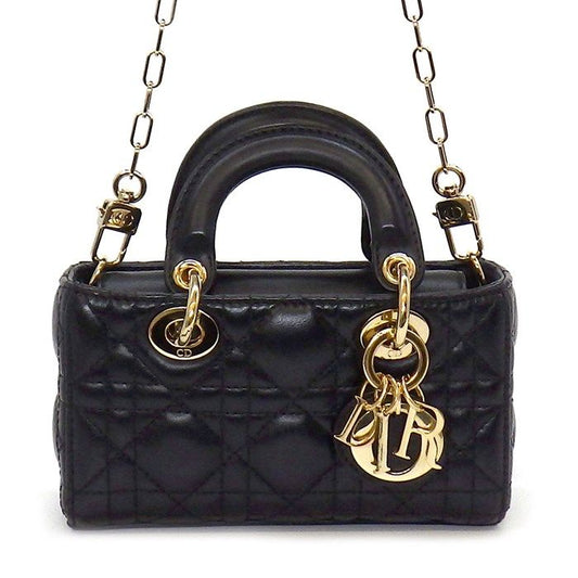 Dior Lady D-Joy Micro Shoulder Bag in Black Lambskin