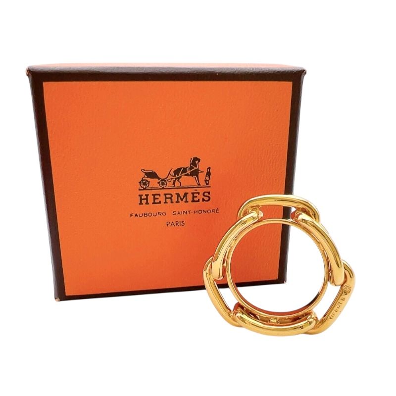 HERMES Rugade Scarf Ring - Exquisite Gold Metal Jewelry