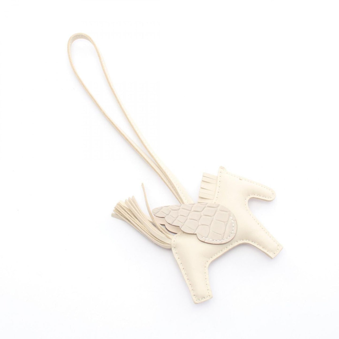 HERMES Rodeo Pegasus PM Charm in Ivory & Beton - Exquisite Craftsmanship
