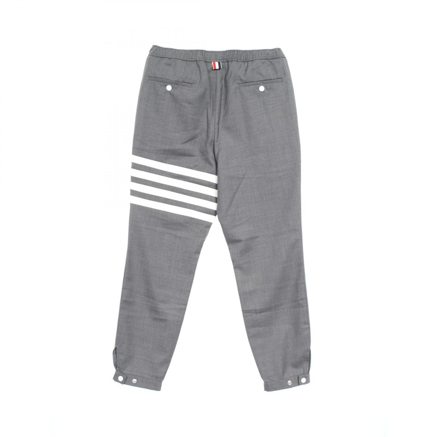 THOM BROWNE Men's Wool Pants - Elegant Gray & White Design