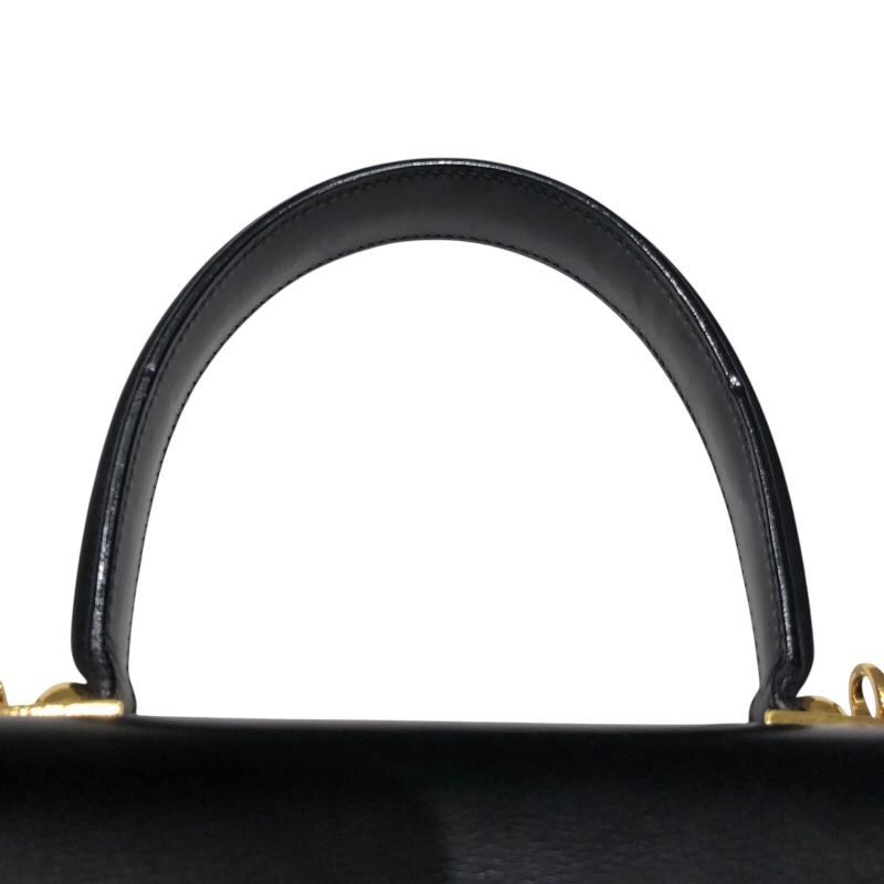 Salvatore Ferragamo Gancini 2-Way Handbag in Black Box Calf