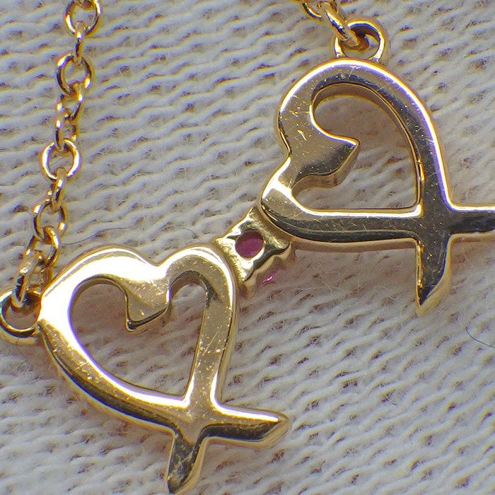 Tiffany & Co. Double Loving Heart Necklace with Pink Sapphire