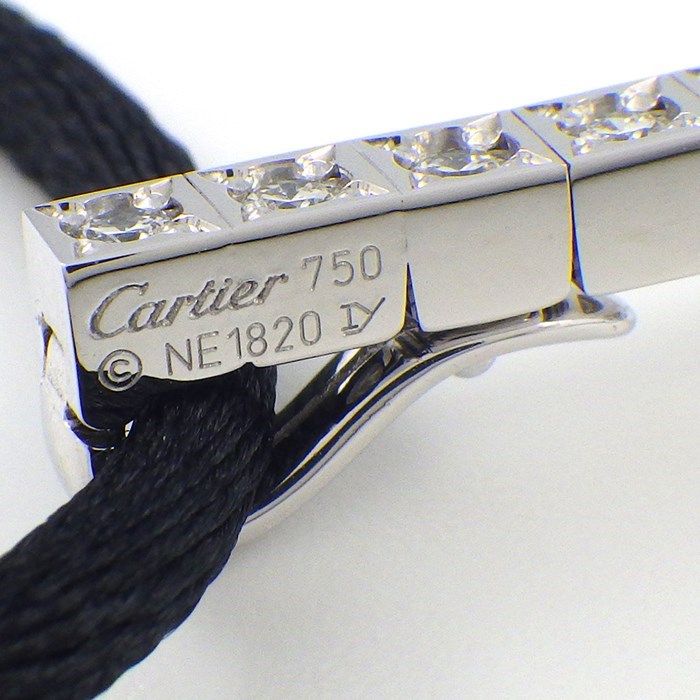 Cartier Diamond Necklace with Black Cord in 18K White Gold