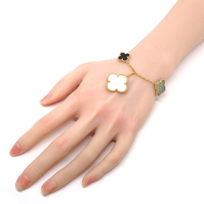 Van Cleef & Arpels Magic Alhambra 5 Motif Bracelet in Onyx & Shell