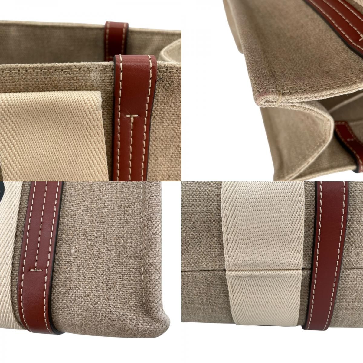 Chloe Woody Medium Tote in Brown Linen & Leather - Timeless Elegance