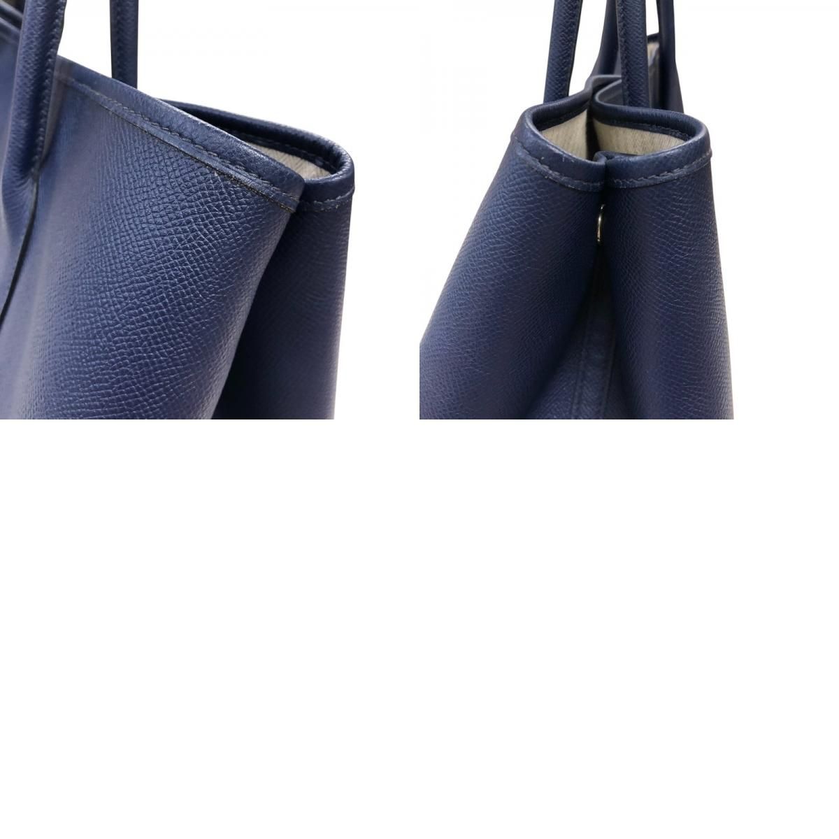 HERMES Garden Party PM A刻 Blue Saphir Veau Epsom Handbag
