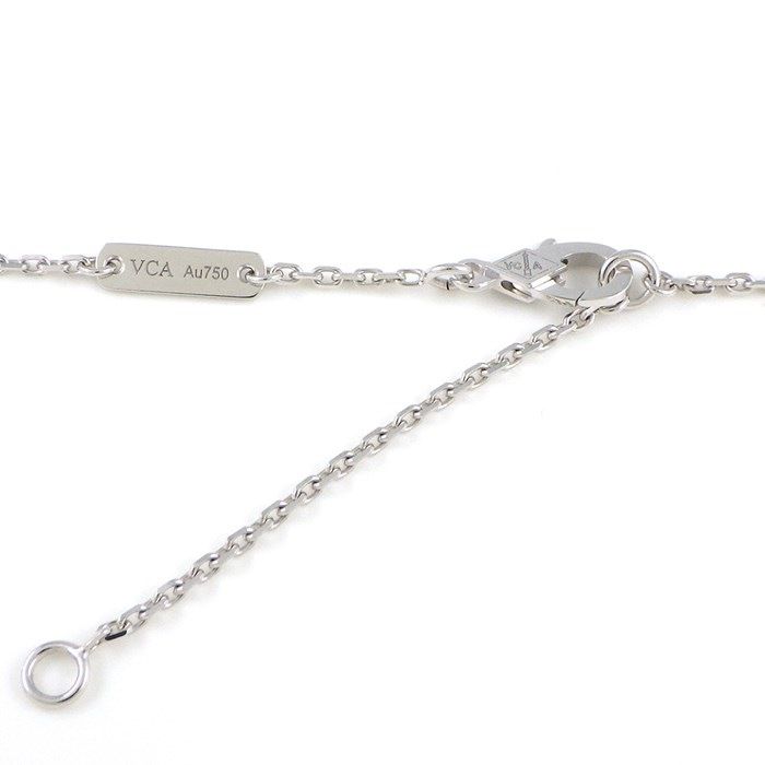 Van Cleef & Arpels Lotus Mini Necklace in K18 White Gold with Diamonds
