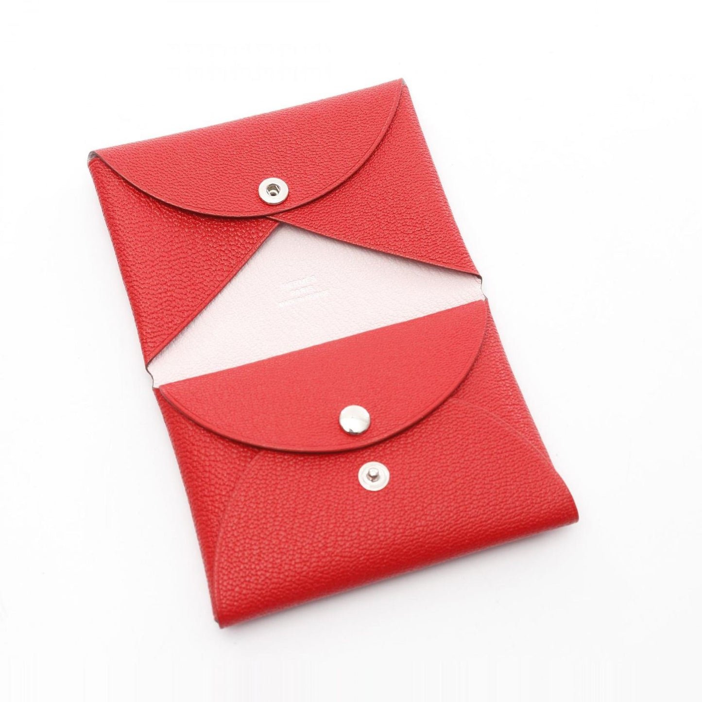 HERMES Calvi Duo Coin Case in Rouge de Coeur/Rose Darlene - Unused