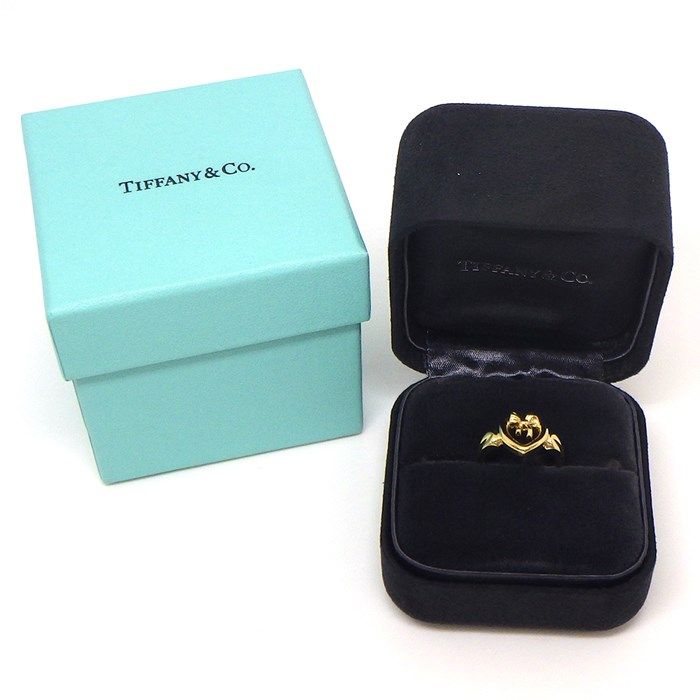 Tiffany & Co. Heart with Bow Ring in 18K Yellow Gold - Size 10