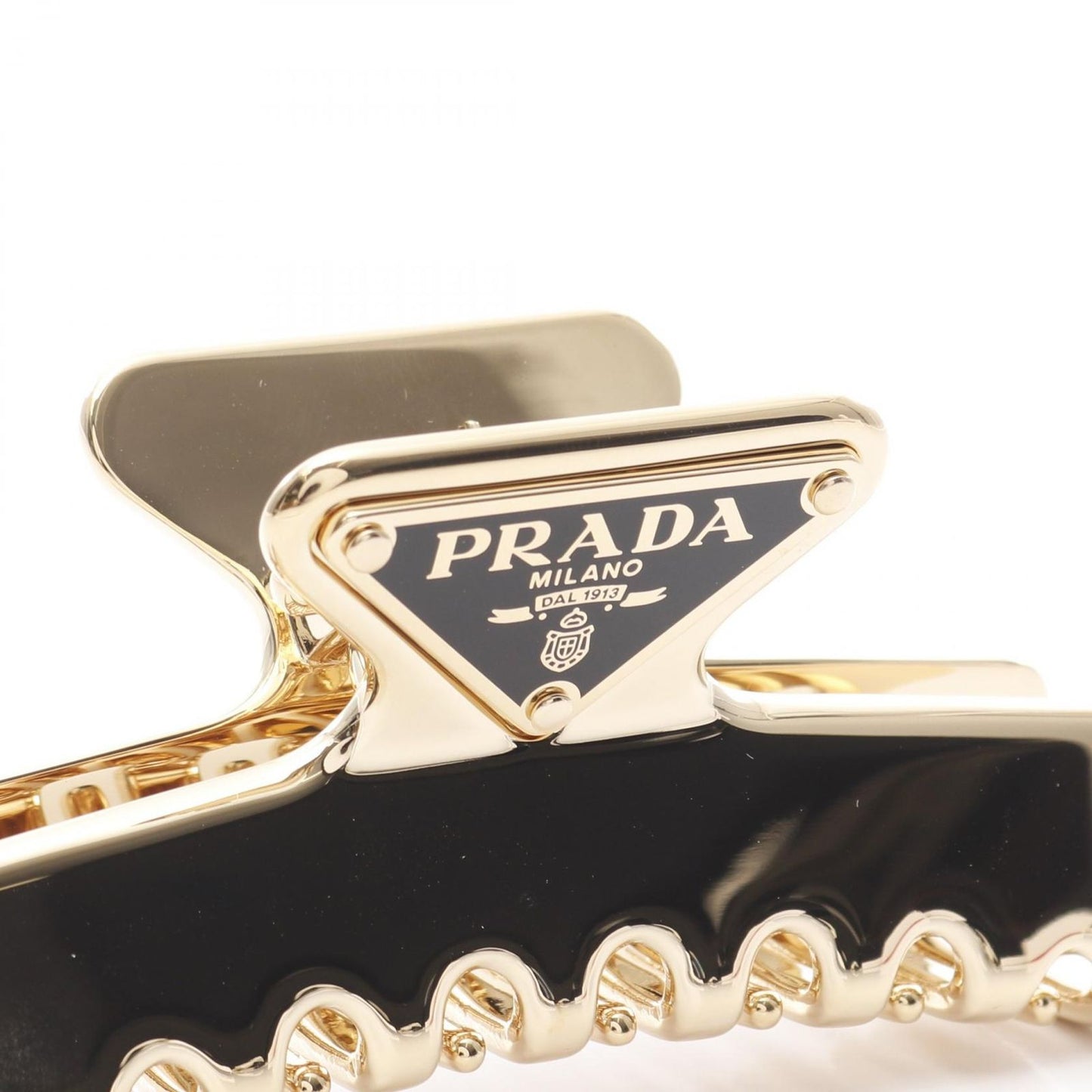 PRADA Triangle Logo Hair Clip in Gold - Exquisite Luxury Accessory