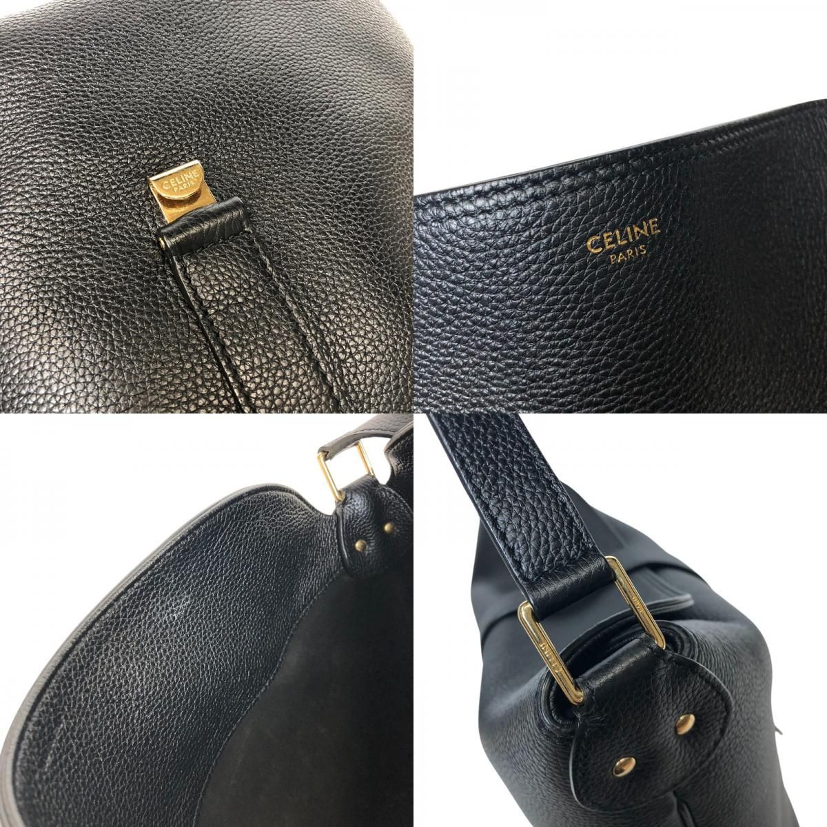 CELINE Black Sis Bucket Bag with Gold Hardware - Timeless Elegance