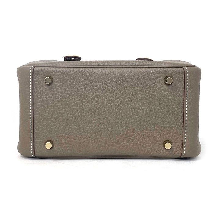 HERMES Lindy Mini Shoulder Bag in Etoupe with Gold Hardware - 2024