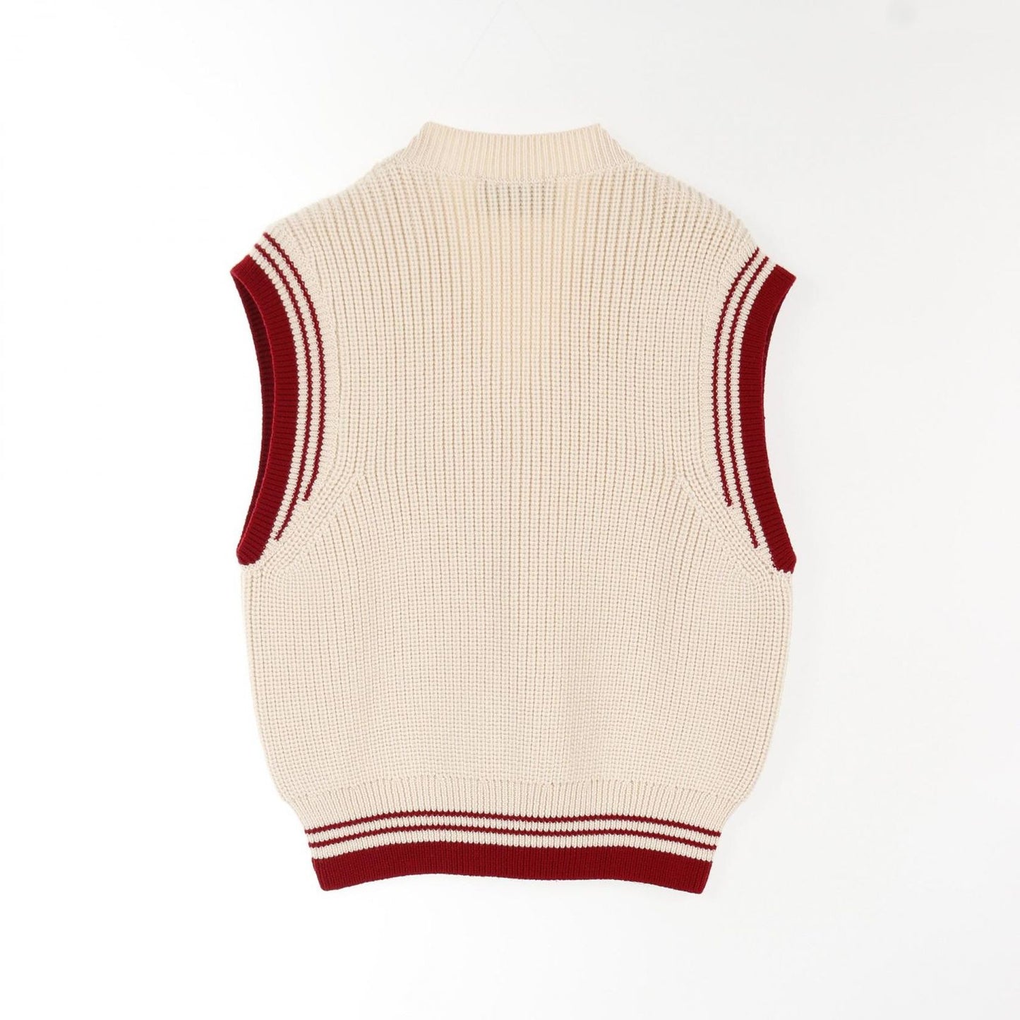 AMI College Rib Knit Vest in Ivory - Timeless Unisex Elegance