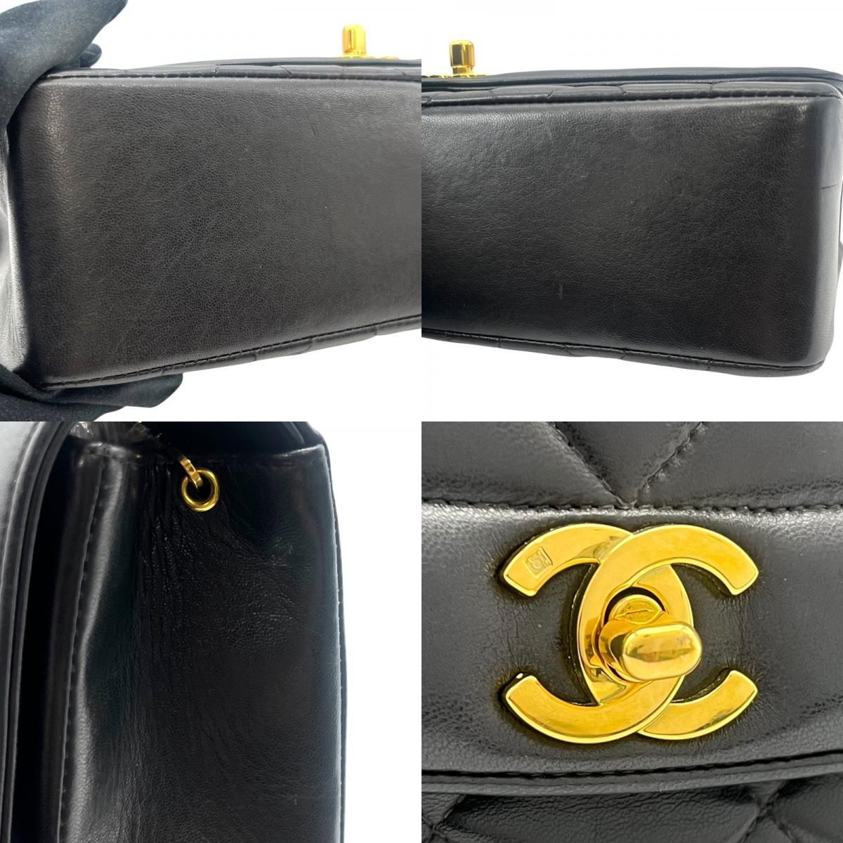 CHANEL Diana 25 Black Lambskin Shoulder Bag with Gold Hardware