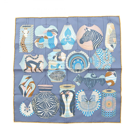 HERMES Petit Carré 45 Gavroche Lanternes Ballons Scarf - Gray Silk