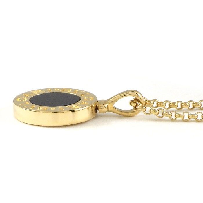 BVLGARI Onyx Circle Necklace in 18K Yellow Gold - Timeless Elegance