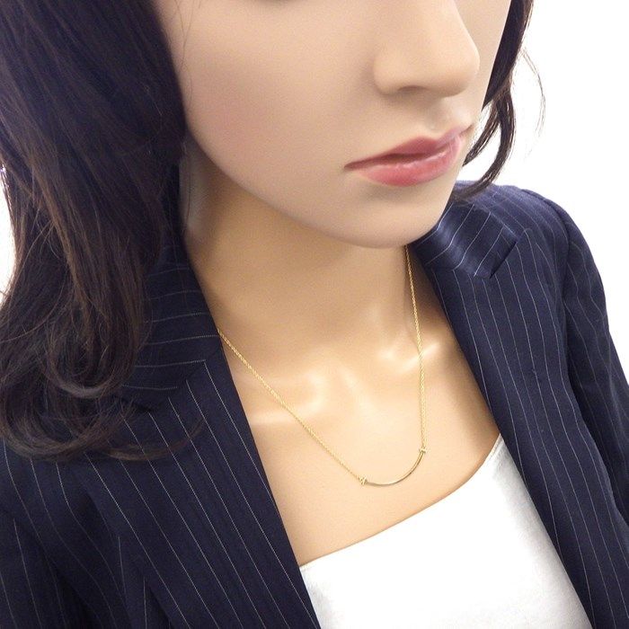 Tiffany & Co. T Smile Small Necklace in K18 Pink Gold