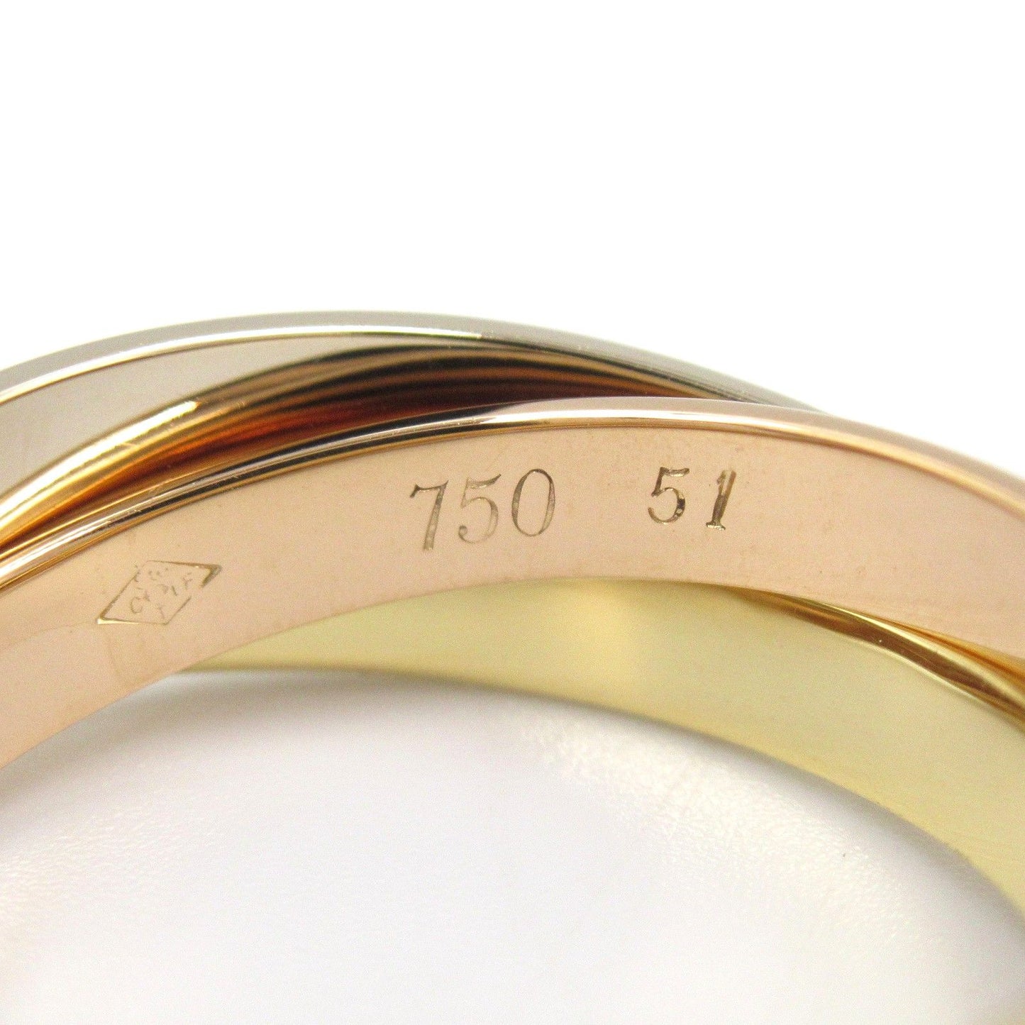 CARTIER Trinity Ring in K18 Yellow, White & Pink Gold - Size 10.5