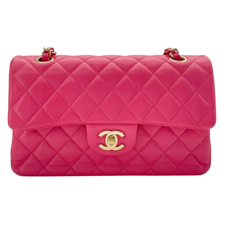 CHANEL Matelassé 25 Pink Caviar Skin Shoulder Bag with Gold Hardware