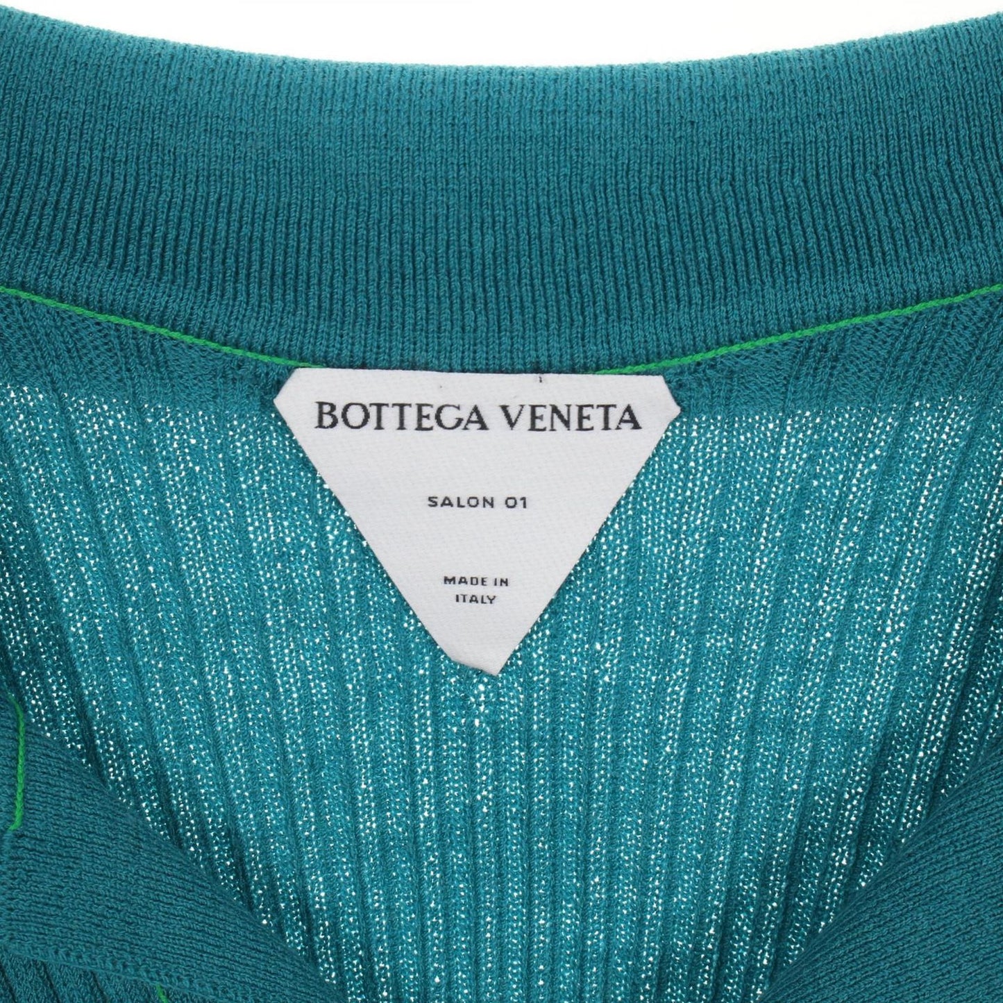 Bottega Veneta Rib Knit Polo Shirt in Green Wool - Size S
