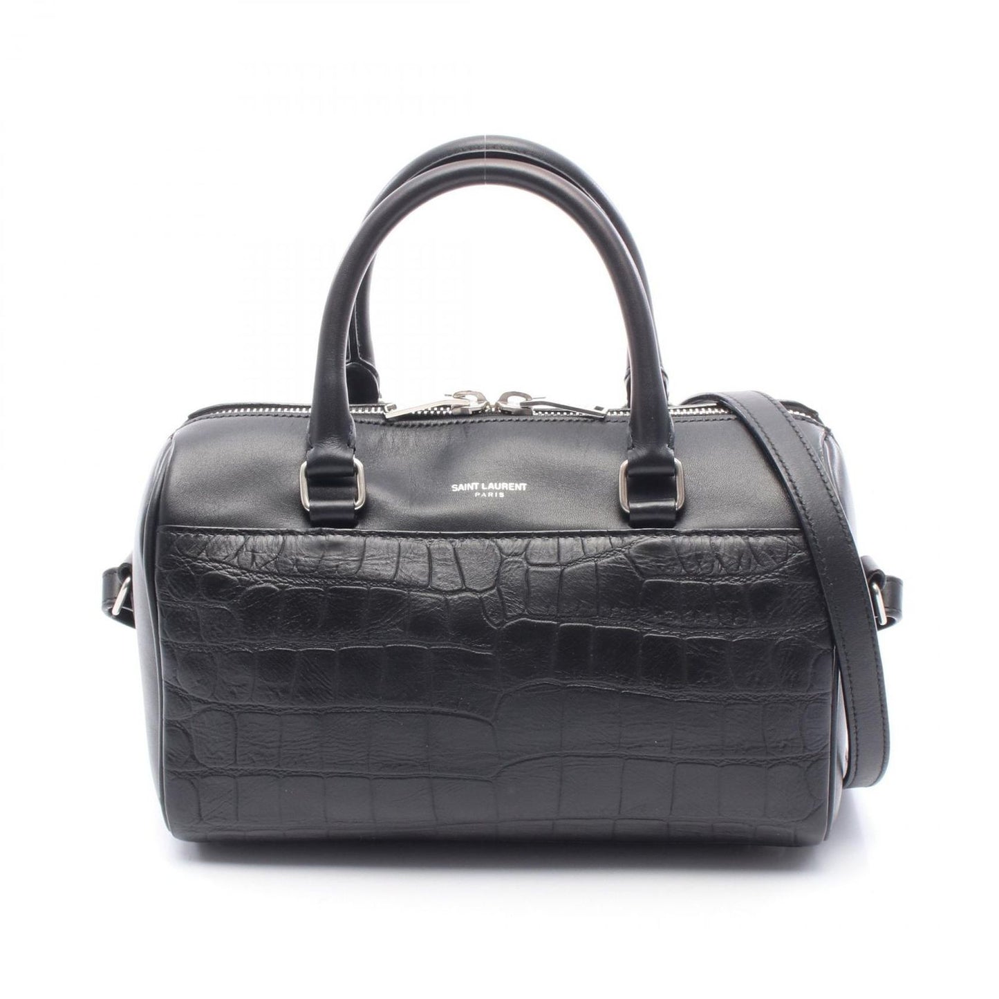 Yves Saint Laurent Baby Duffle Handbag in Black Leather
