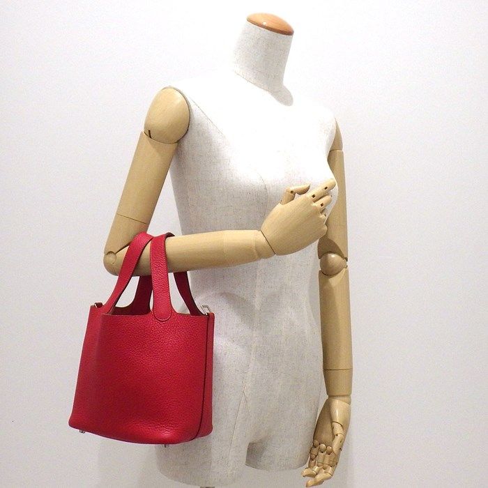 HERMES Picotin PM Handbag in Red Togo Leather - 2005 Edition
