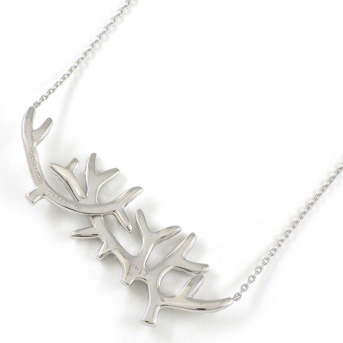 TASAKI Coral Motif Diamond Necklace in K18 White Gold