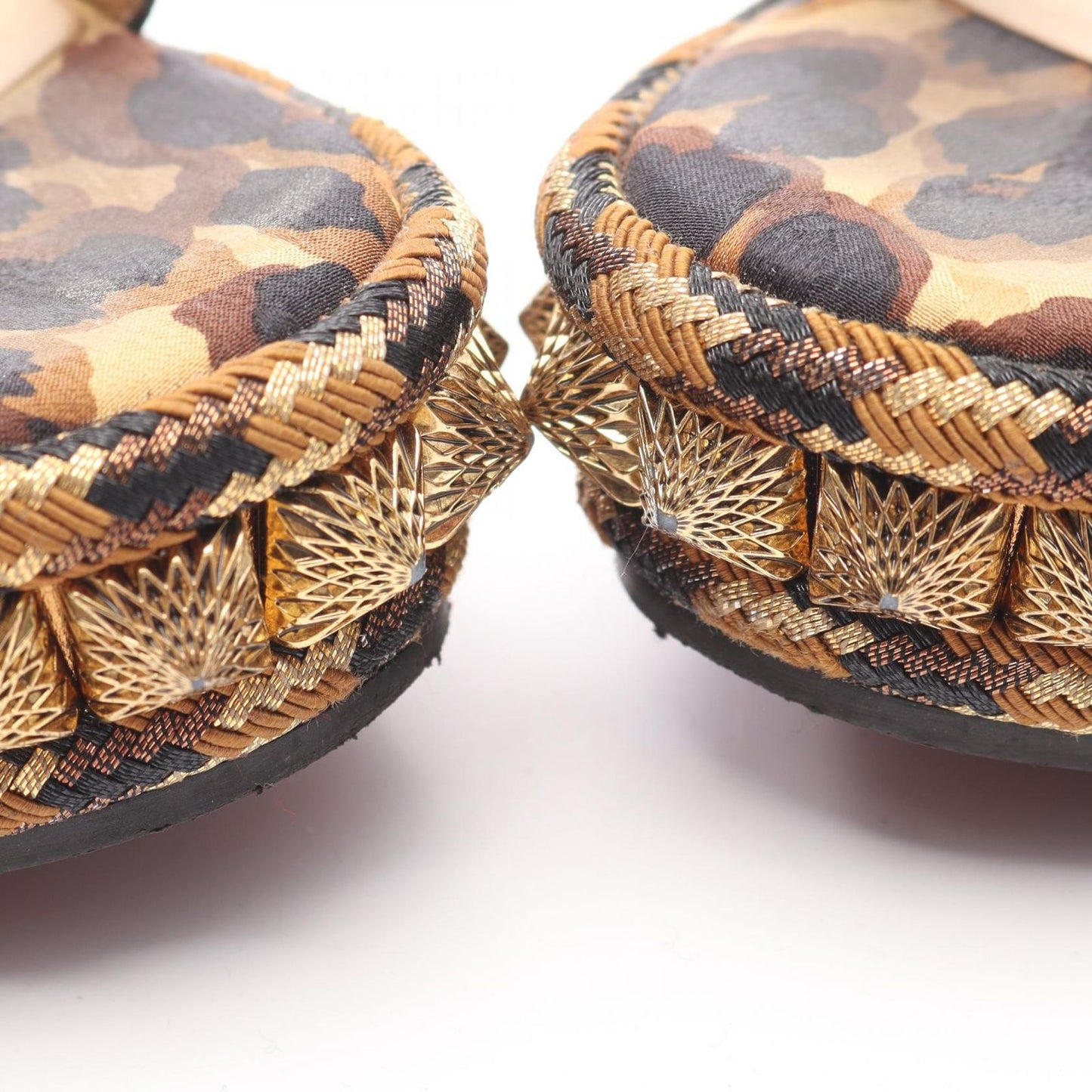 Christian Louboutin Brown & Black Leather Wedge Sandals - Size 35