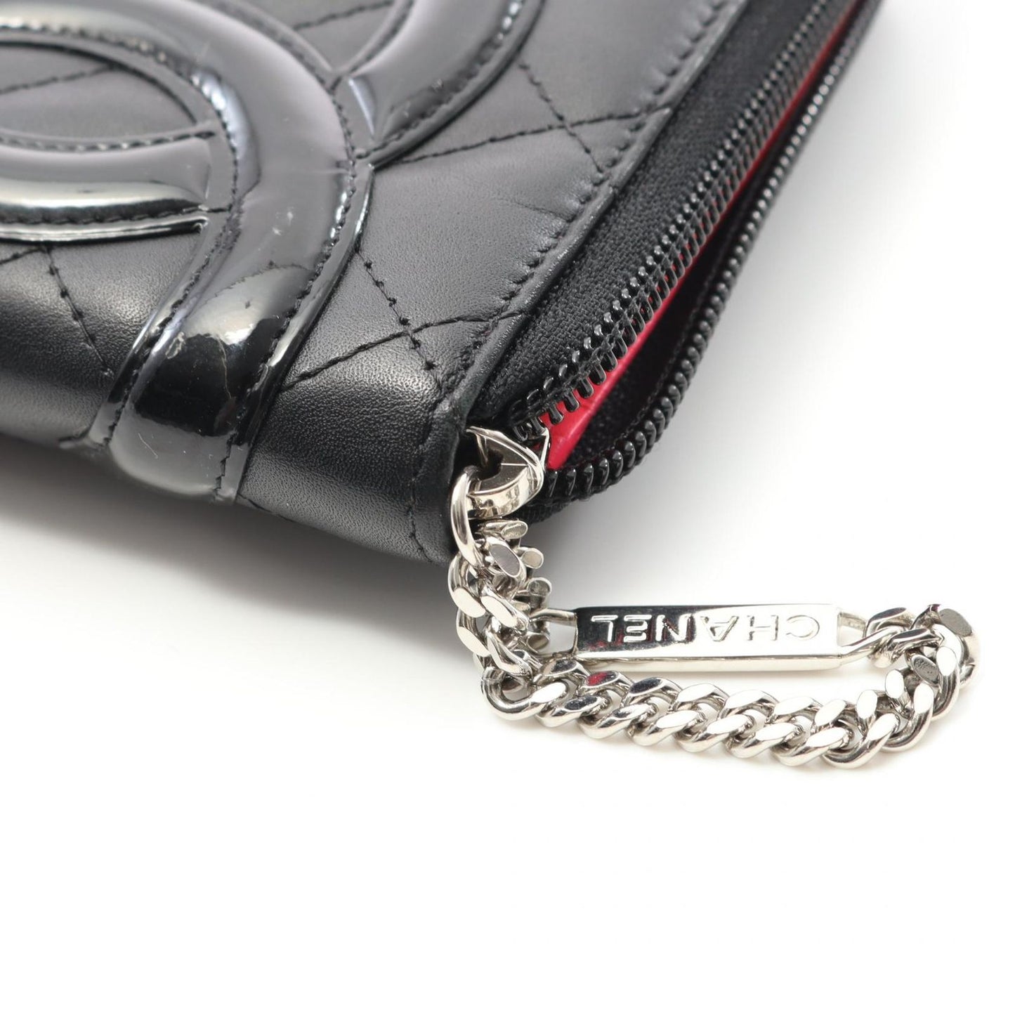 CHANEL Cambon Line Round Wallet in Black Patent Leather