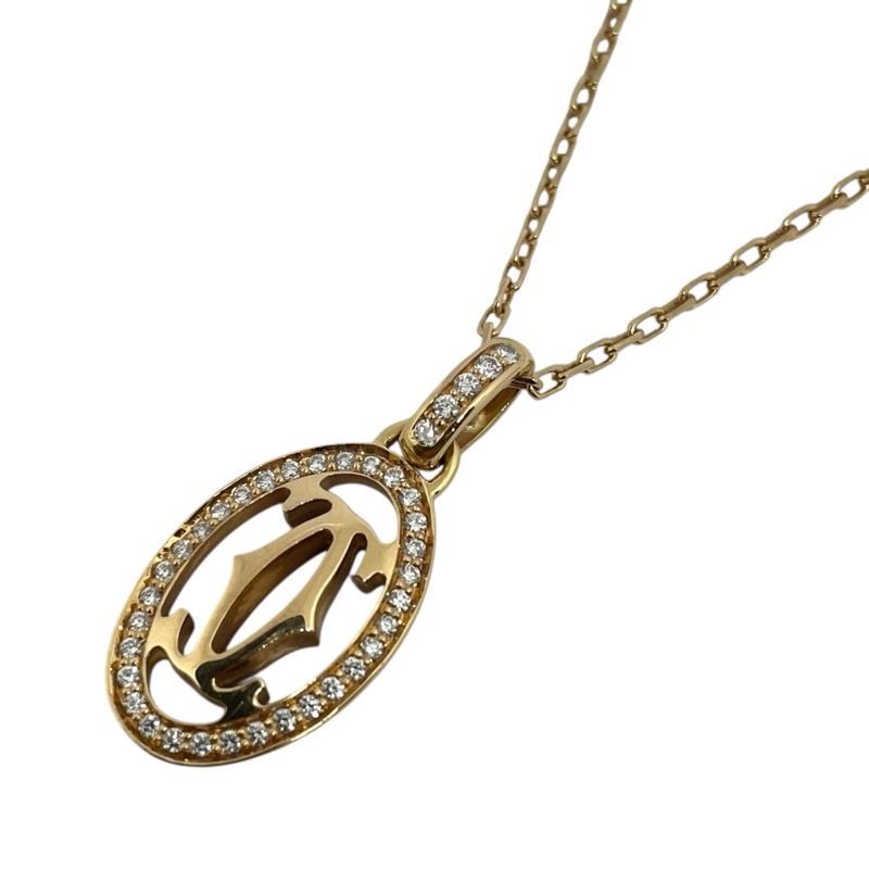 Cartier Logo Double Diamond Necklace in 750PG Gold