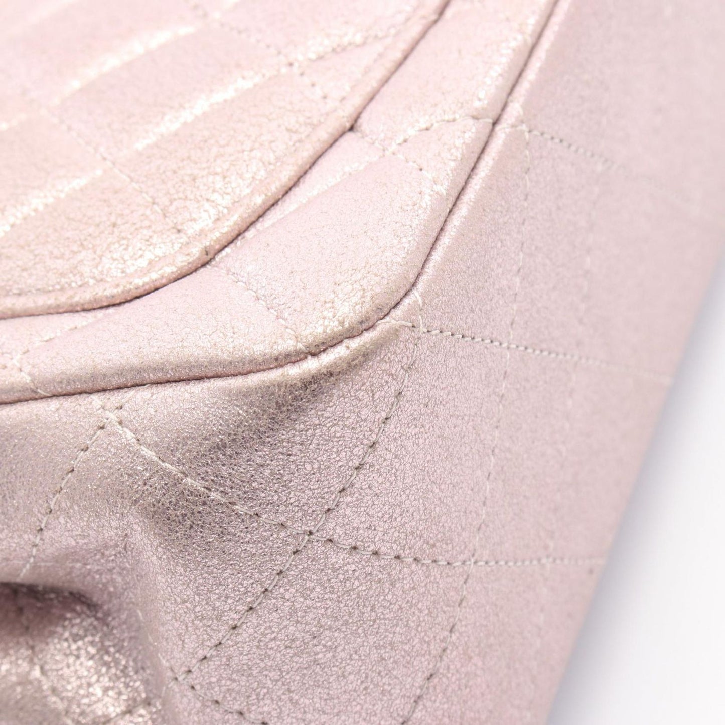 CHANEL Mini Matelassé Shoulder Bag in Metallic Light Pink