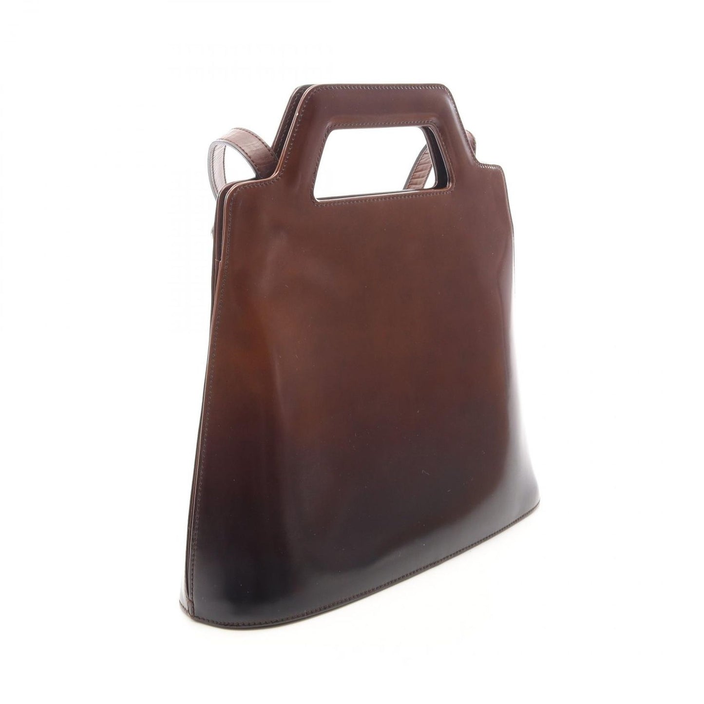 Salvatore Ferragamo Dark Brown Leather 2-Way Shoulder Handbag