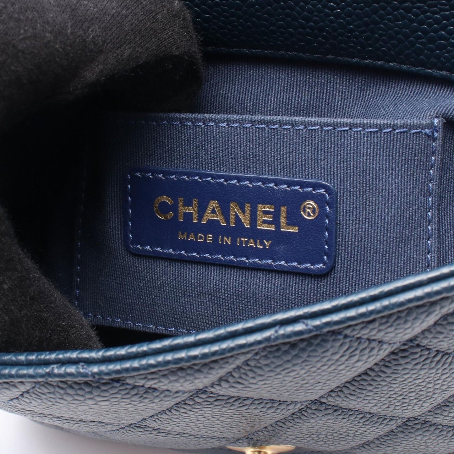CHANEL Matelassé Mini Shoulder Bag in Navy Caviar Leather