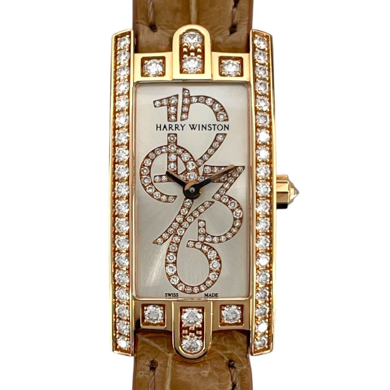 HARRY WINSTON Avenue C Mini Quartz Watch in K18PG - Exquisite Silver Elegance