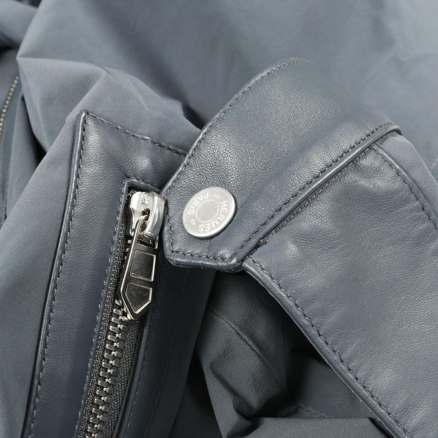 HERMES Serre Button Nylon Jacket in Blue - Size 48