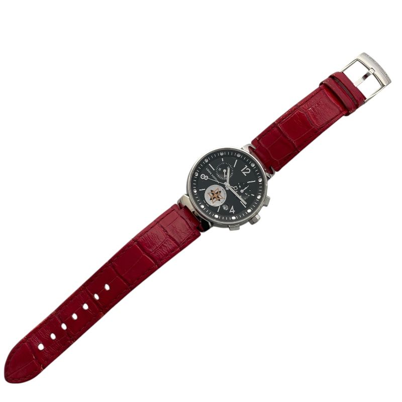 Louis Vuitton Tambour Moonstar Chronograph Q8G018 - Black SS Ladies Watch