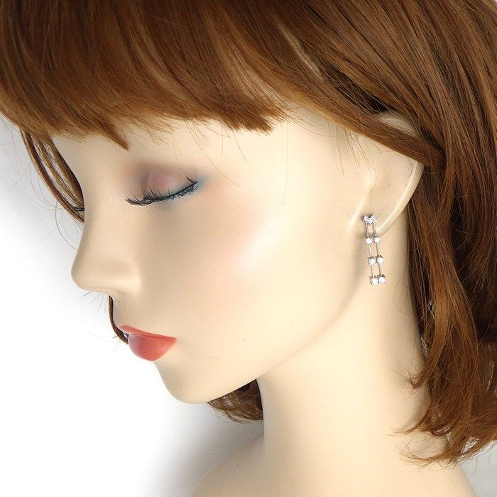 Heart Motif Diamond Drop Earrings in K18 White Gold - 0.93ct