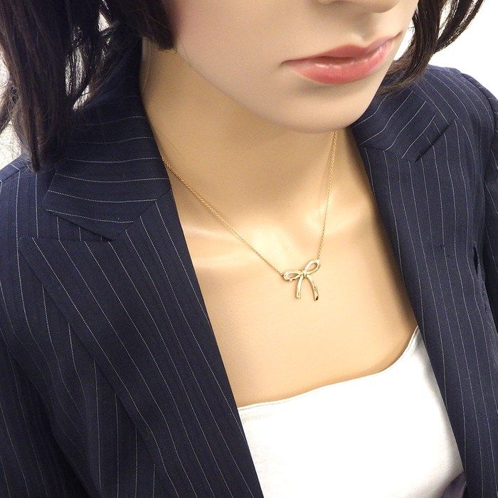 Tiffany & Co. Bow Ribbon Motif Necklace in K18 Pink Gold